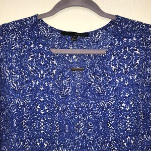 Harve Benard Medium Blue Lightweight Polyester Pullover Top with Gold Accents